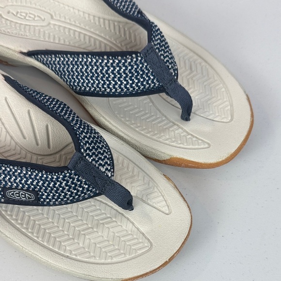 Keen Kona Dark Blue Light Beige Arch Support Metatomical Flip-Flops Size 9 - Picture 3 of 10